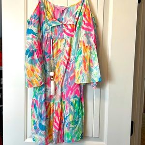 Lily Pulitzer multi colored dress with spaghetti straps/ cold shoulder